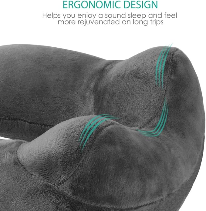 UROPHYLLA Inflatable Travel Pillow, Soft Velvet Inflatable Neck Pillow for Traveling, Airplanes, Train, Car, Office with Compact Bag, Breathable Washable Cover, Suit for Adults Sleeping - Grey