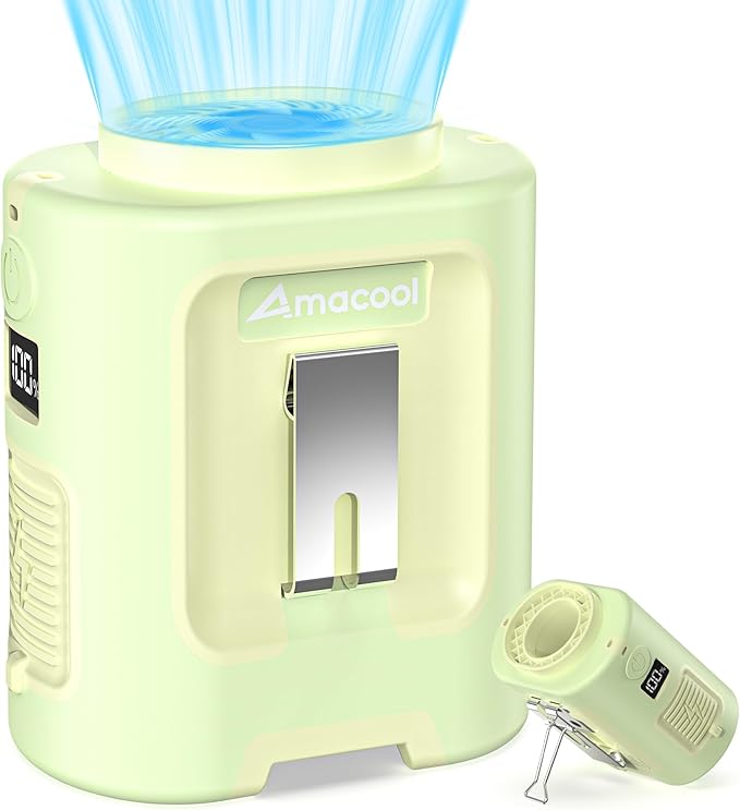 AMACOOL Mini Portable Waist Fan Clip on, 13000RPM 4-Speeds Personal Neck Fans, Up to 24H Battery Life, Rechargeable Wearable Shirt Belt Fan for Outdoor Work Jobsite Travel Camping, Gifts for Men