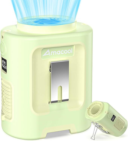 AMACOOL Mini Portable Waist Fan Clip on, 13000RPM 4-Speeds Personal Neck Fans, Up to 24H Battery Life, Rechargeable Wearable Shirt Belt Fan for Outdoor Work Jobsite Travel Camping, Gifts for Men