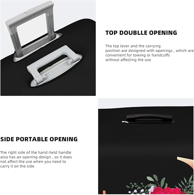 Floral Letter L Travel Luggage Cover Spandex Suitcase Protector Elastic Washable Stretch Suitcase Cover,Size XL(Fit 29-32inch Suitcase)