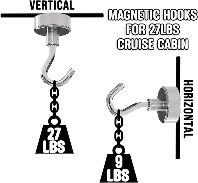 Luggage Tags Essentials 4 Sets with Zip Seal and Steel Loops + 2 Lanyard Detachable ID Holder Badge + 4 Cabin Magnetic Hooks (27lbs) - Fits All Cruise Lines