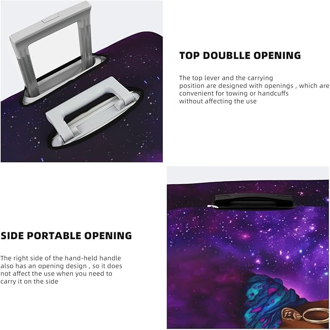 Suitcase Cover Anti-scratch Washable Suitcase Protector Medium Purple Galaxy Space for African American Woman Lady