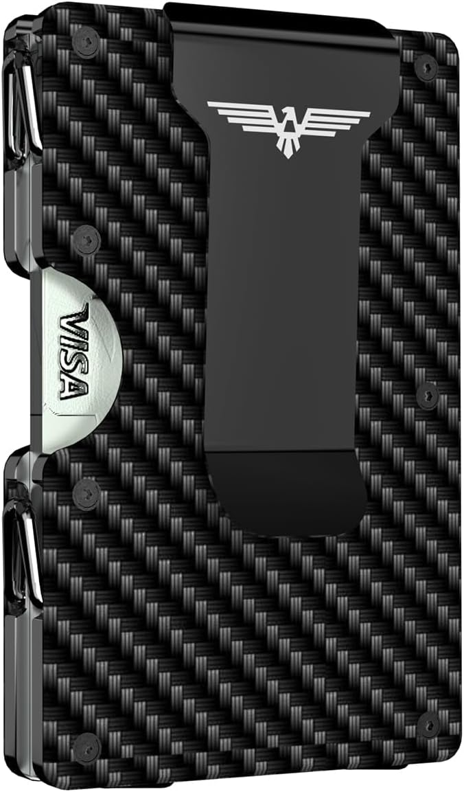 Minimalist Wallet for Men, Metal Wallet with Money Clip, Slim Compact Wallet, RFID Blocking Card Holder, Metal Aluminum Credit Card Holder, Holds up to 20 Cards