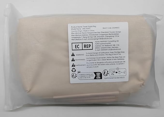 Kaxich Travel Electronics Organizer, Electronics Accessories Bag Portable Cable Organizer Case Waterproof Universal for Adapters Memory Cards, USB Cables (Beige)