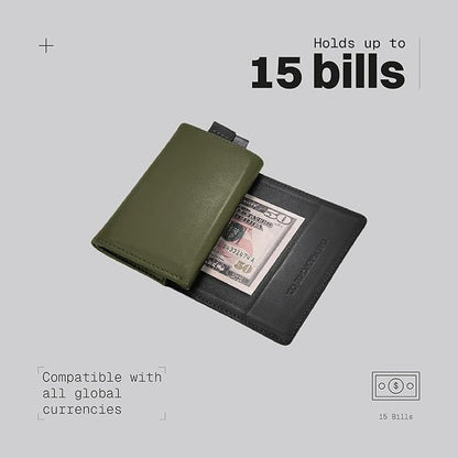 The Frenchie Co. - AirTag Speed Wallet - Ultra Slim Front Pocket Wallet with AirTag Holder - RFID Blocking Quick-Access Pull Tab - Full-Grain Italian Leather