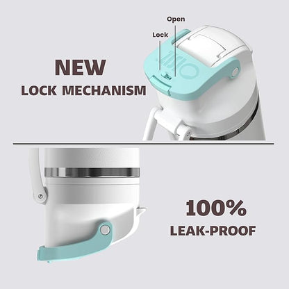 OISIZ Insulated Water Bottle 24 oz with 2 in 1 Spout and Straw Lid,One Click Safety Lock,100% Leakproof,Keep Cold 24H,Vacuum Stainless Steel Water Bottle for School,Travel and Sports,Dishwasher Safe