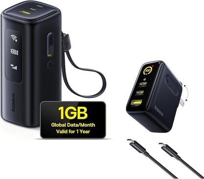 Baseus 4G LTE Mobile Hotspot & 20000mAh 67W Power Bank 2-in-1 Picogo 100W USB C Laptop Charger with Smart Display
