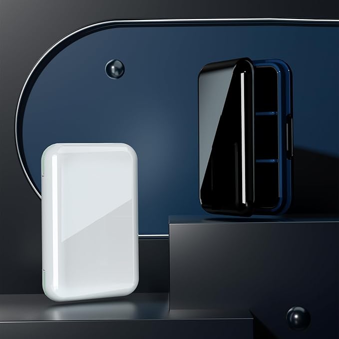 Pill Box Waterproof Travel Pill Case Portable Daily Pill Container Pill Holder Purse 6 Compartments Pocket Compact Medicine Organizer for Vitamin,Fish Oils,Supplements,Medication (Large White)