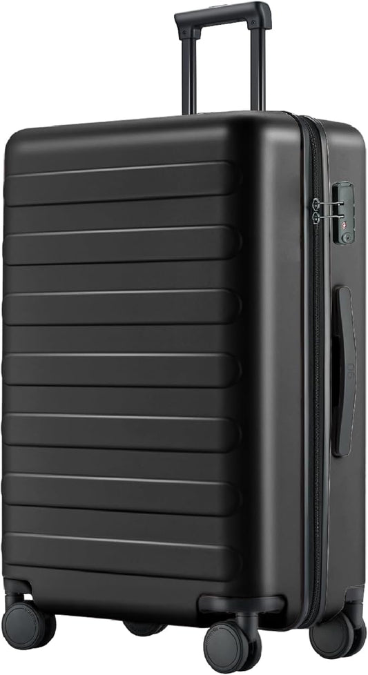 NINETYGO Medium Checked Luggage 26 Inch, Checking In Luggage with Smooth Spinner Wheels, Lightweight, Hard Shell PC Suitcase, Lightweight Travel Luggage, TSA Approved (Black, Rhine Basic)