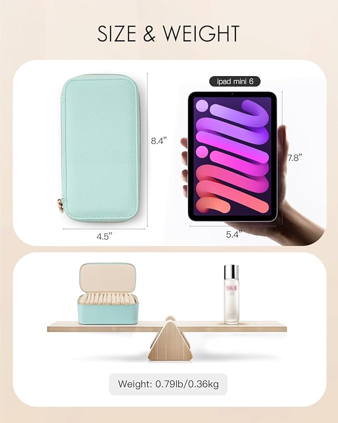 Vlando Travel Jewelry Organizer with 12 Velvet Jewelry Bags Travel Jewelry Case for Girls Jewelry Storage Necklace Rings Earrings Bags Gifts for Women Daughter Friends(Lake Blue)