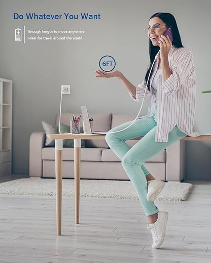 Compatible with iPhone Charger,Long 6FT Phone Charger 2Pack Phone Cord 6feet USB to L Cable Quick Fast Charging Data Sync Cord USB Wall Charge Block Adapter Compatible with iPhone14/13/12/11/XS