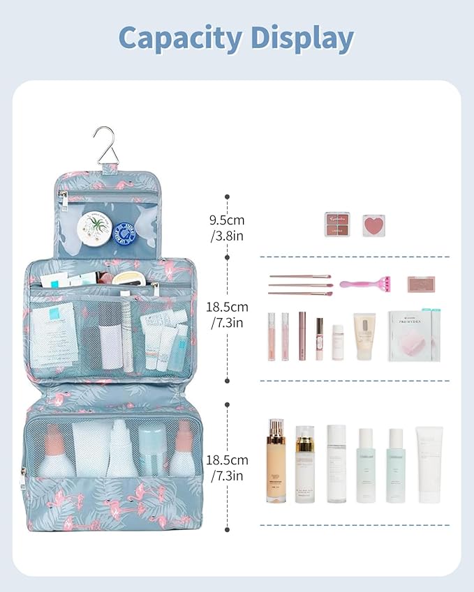Narwey Small Hanging Travel Toiletry Bag for Women, Travel Bag for Toiletries, Makeup Bag Organizer Cosmetic Bags Make Up Bags for Girls