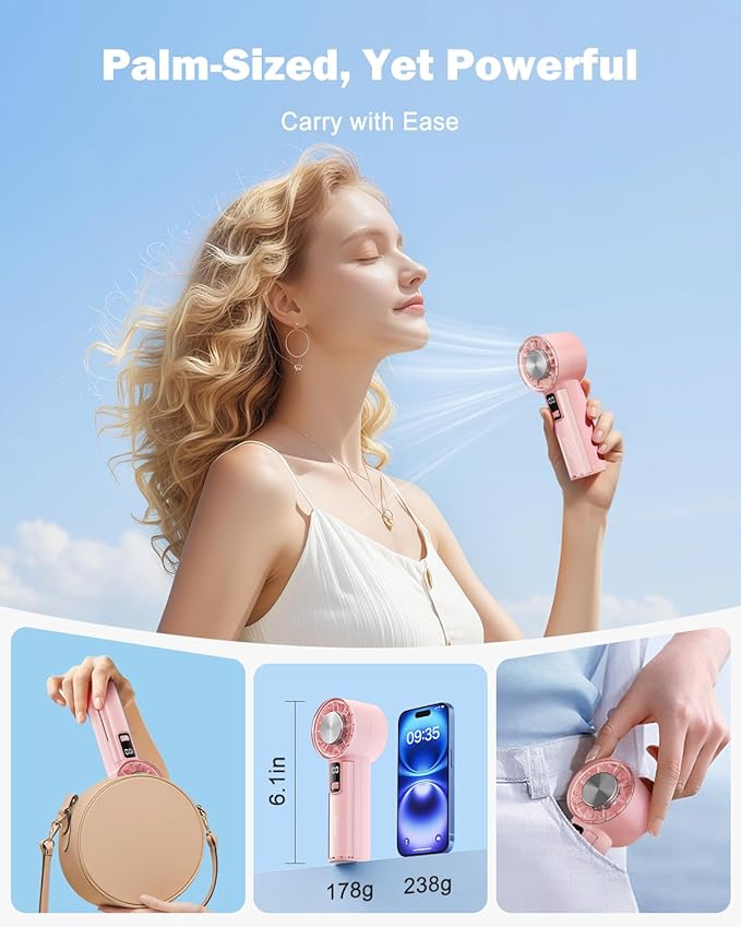 AMACOOL Handheld Fan with Ice Cooler, Mini Portable Fan Rechargeable, 18Hrs Cooling, 0-100 Adjustable Speed, Small Yet Powerful, Personal Hand Fans for Travel, Beach, Outdoor, Makeup, Gifts for Women