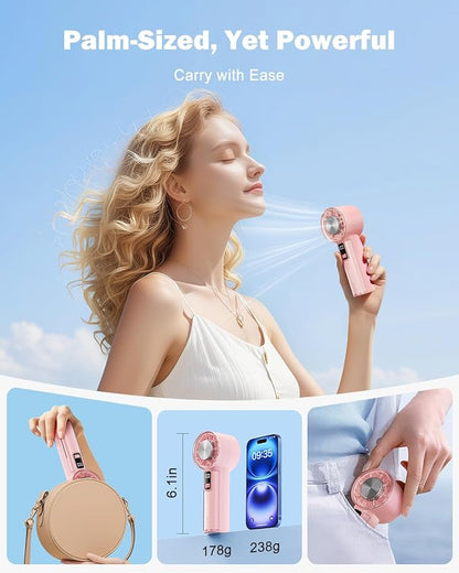 AMACOOL Handheld Fan with Ice Cooler, Mini Portable Fan Rechargeable, 18Hrs Cooling, 0-100 Adjustable Speed, Small Yet Powerful, Personal Hand Fans for Travel, Beach, Outdoor, Makeup, Gifts for Women