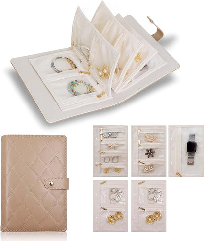 Travel Jewelry Organizer Case ， Portable Jewelry Organizers Storage Book, Compact Jewelry Roll for Earrings, Rings, Necklaces - Perfect Jewelry Travel Bag for Women