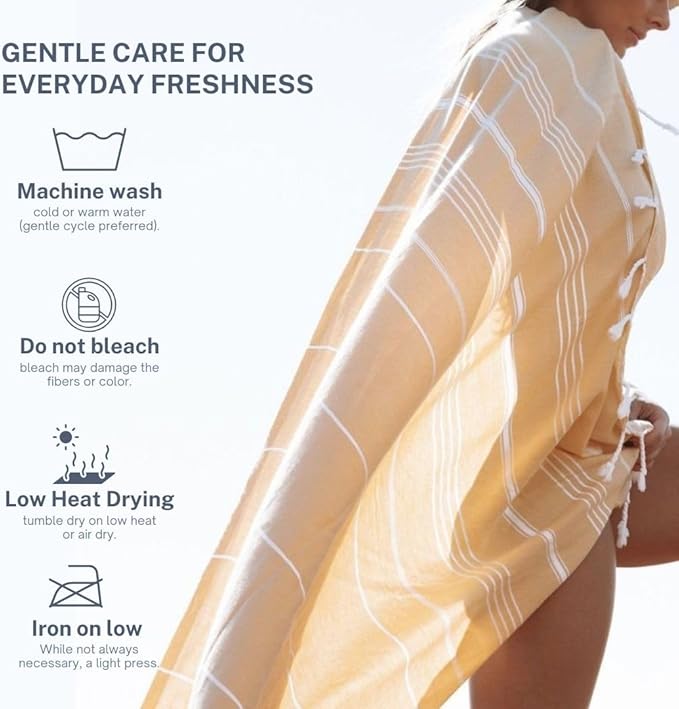 Cotton Turkish Beach Towel with Towels Oversized 36"x72" Pool Absorbent Extra Large Quick Dry Sand Travel Towel (Desert Sand, 4 Pack)