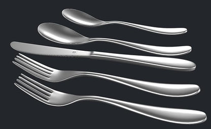 Matte Silverware Set, 18/10 Stainless Steel Satin Flatware, Modern Brushed Finish Cutlery, Dishwasher Safe & Durable, Built to Last (60-Piece, Marettimo)