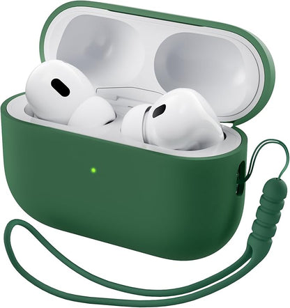 ORNARTO Compatible with AirPods Pro 2 Case 2022, Full Protective Hybrid Silicone for AirPods Pro 2nd Generation Case, Front LED Visible Skin Cover-Clover Green