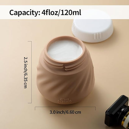Gemice 4 OZ Travel Size Containers for Toiletries, 4-Pack Leak-Proof Silicone Slime Jars with Lids, BPA Free Small Round Cosmetic Slime Container for Lotion, Cream, Ointments, Travel Essentials