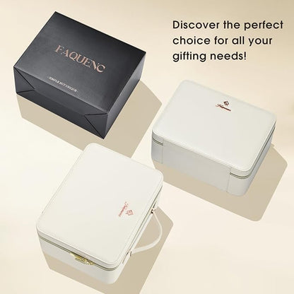 Leather Makeup Case with LED Lighted Mirror 11.4 Inch Travel Makeup Bag Adjustable Brightness in 3 Colors Cosmetic Organizer Artist Storage Bag with Dividers Brush Holder Bag Vanity White