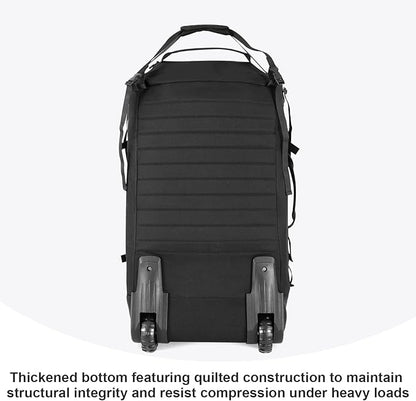 85L 29“ Foldable Rolling Backpack with Wheels, Soft-Side Travel Duffle Bag with Separate Shoe Compartment, Full Quilted Bottom, Black