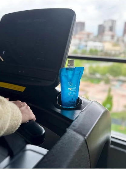 Collapsible Water Bottle – BPA Free, Foldable Sports Bottle for Hiking, Travel, Gym, Leakproof Lightweight Reusable Bottle with Carabiner – Eco-Friendly (15oz- 450 ml) (blue)