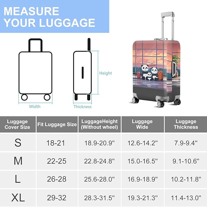 ANNA QUEEN Cut Panda Family Travel Luggage Cover Washable Suitcase Protector Suitcase Cover Anti-Scratch,Stretchable Fit for 18-32Inch Luggage,Travel Bag Cover XL(fits 29-32Inch suitcase)
