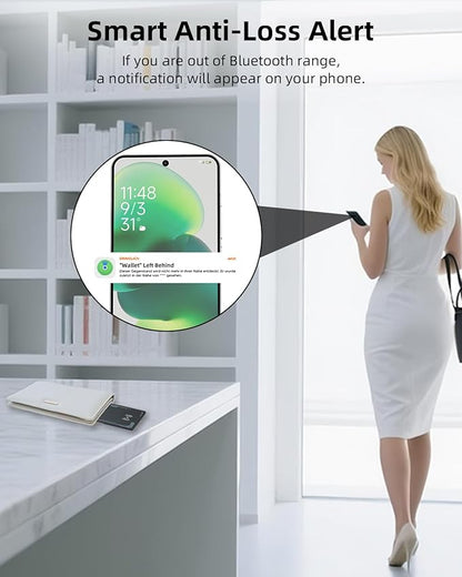 Wallet Tracker Card Android, IP68 Waterproof Smart Card Luggage Tracker Compatible with Google Find Hub (Android Only), Rechargeable Item Locator Finder, Slim Tracking Card for Wallet, Black