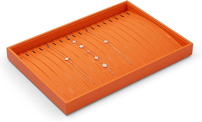 Oirlv Luxury Leather Jewelry Tray Necklace Bracelet Organizer Tray Stackable Jewelry Plate Necklace Bracelet Display Storage