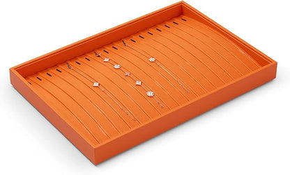 Oirlv Luxury Leather Jewelry Tray Necklace Bracelet Organizer Tray Stackable Jewelry Plate Necklace Bracelet Display Storage