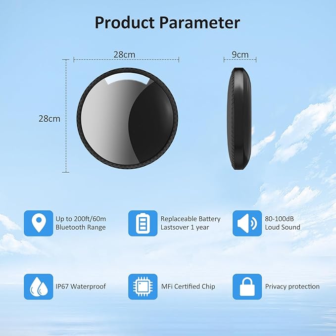 Tracker Tags - 2 Pack Black，Bluetooth Tracker Work with Apple Find My (iOS Only), Smart Tracker with Protective Case, Item Finders Locator Air Smart Tag for Luggage，Key，Wallet，Suitcase