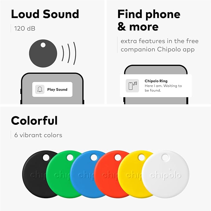 Chipolo POP Tracker Tag - Colorful, Compatible, Loud Bluetooth Tracker with Call Your Phone & Out of Range Alert, Works with Apple Find My or Google's Find My Device (Green)