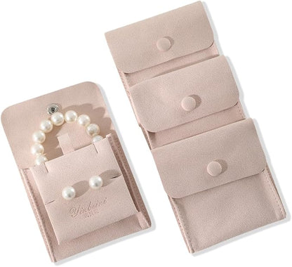 10pc Mini Jewelry Pouch For Necklace Stud Earring，Travel Jewlery Box Case Storage, Small Ring Boxes Pouches Bags Organizer For Women (Pink)