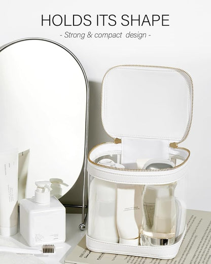 ROWNYEON Clear Makeup Case Toiletry Bag Multipurpose Travel Makeup Train Case Portable Cosmetic Organizer Transparent Storage Bag