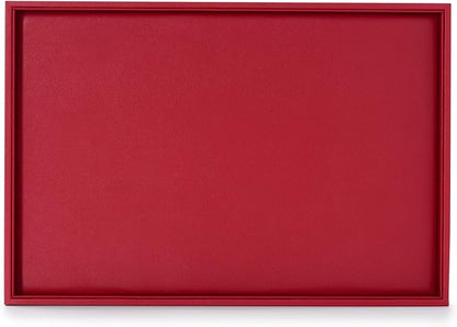 Oirlv Gorgeous Red Leather Jewelry Tray Flat Jewelry Display Tray Stackable Jewelry Organizer Plate