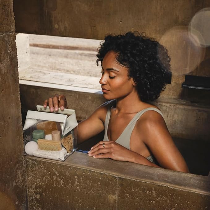 Cadence Parcel - Clear Kit with Magnetic Closure - Durable and Leak-Resistant Travel Toiletry Kit - Modular Design - Hygiene Bag for Travel Essentials - 2 Qt - Ink