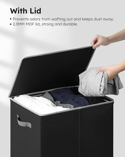 SOLEDI Laundry Hamper with Lid 130L Large & Tall Collapsible Laundry Basket, Clothes Hamper with Bag Removable Easy to Carry, Dirty Hampers for Bedroom, Bathroom, Dorm, College, Black