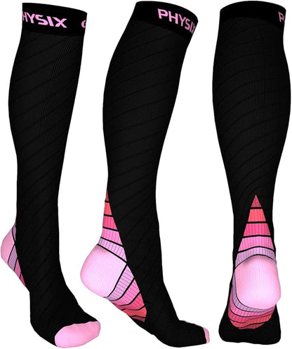 Physix Gear Compression Socks 20-30 mmHg - Men & Women - Running, Nurses, Shin Splints, Flight, Travel