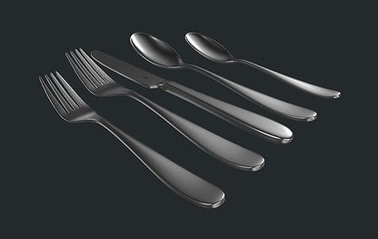 Matte Silverware Set, 18/10 Stainless Steel Satin Flatware, Modern Brushed Finish Cutlery, Dishwasher Safe & Durable, Built to Last (60-Piece, Fidenza)