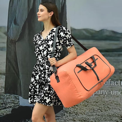Dimayar 85L Travel Duffle Bag for Men Women - Foldable Duffel Bag with Shoes Compartment - Overnight Bags Waterproof & Tear Resistant(Orange)