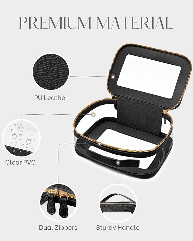 Clear Cosmetic Bag Set for Women Makeup Bag with Handle, 3 Pcs Travel Toiletry Bag Transparent Cosmetic Case Portable Make Up Organizer Bag for Essentials