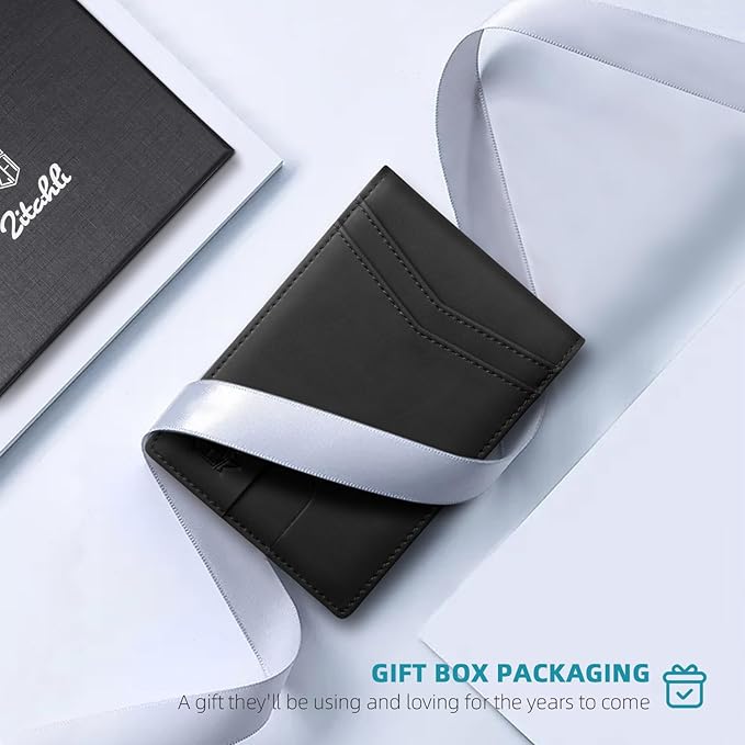 Zitahli Money Clip Wallets for Men,Slim Bifold Wallet 10-12 Cards, Mens Leather Wallet with ID Window,RFID Blocking Thin Minimalist Credit Card Holder,Gifts for Him