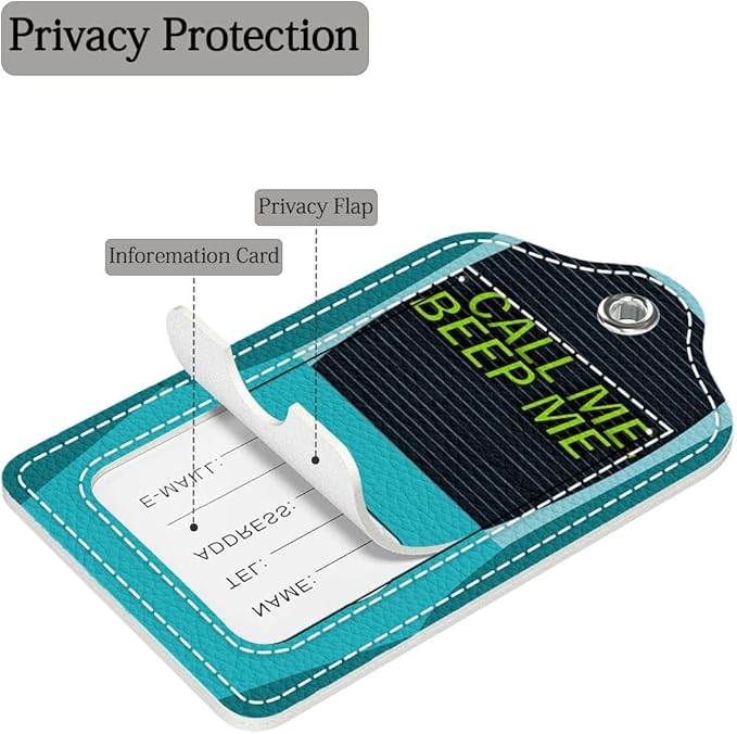 Funny PU Leather Luggage Tags 2-Pack Blue Game Console Cute Pattern Suitable for Suitcase Stainless Steel Loop and Address Card Essential for Cruise and Airport Travel for Men and Women
