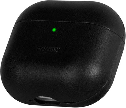 Belemay for AirPods 4 Case, Compatible with MagSafe, Luxury Full-Grain Vegetable-Tanned Smooth Leather, Unique Patina, Comfort Grip, Compatible with AirPods 4th Generation Case (2024) (USB-C), Black
