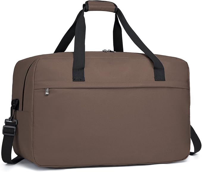 Kono Travel Duffel Bag 48L Large Carry-on Bag Sports Tote Gym Bag Weekender Overnight Bags for Men Women 21.65"x13.78"x9.84" Brown