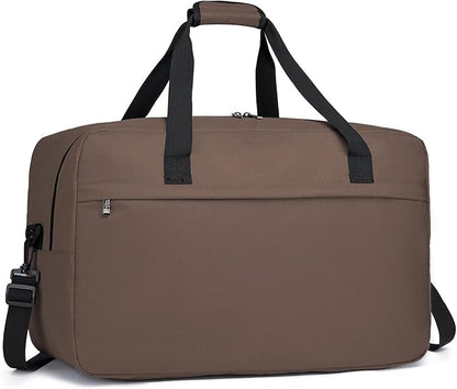Kono Travel Duffel Bag 48L Large Carry-on Bag Sports Tote Gym Bag Weekender Overnight Bags for Men Women 21.65"x13.78"x9.84" Brown