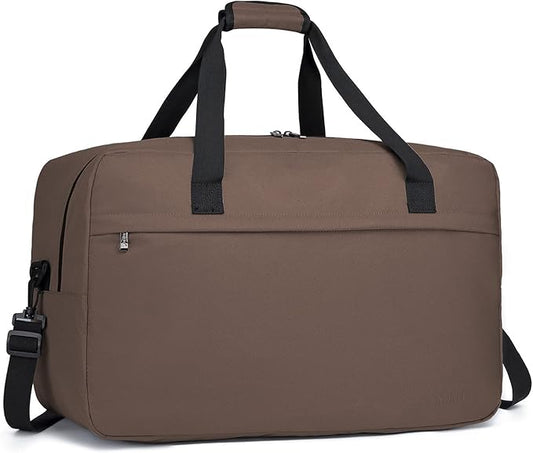 Kono Travel Duffel Bag 48L Large Carry-on Bag Sports Tote Gym Bag Weekender Overnight Bags for Men Women 21.65"x13.78"x9.84" Brown
