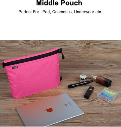 GOX 3 Pack Travel Toiletry Bag for Men Carry On Packing Organizer Zipper Pouch Portable Cosmetic Pouch Accessory Document Electronics (Pink)
