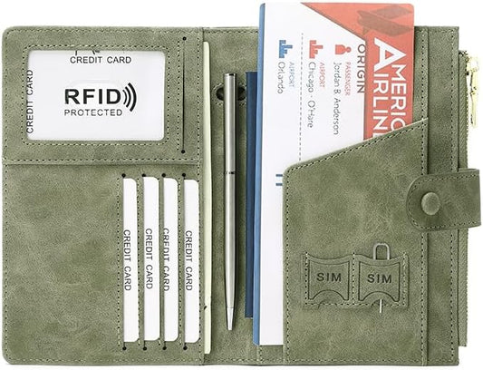 Passport Holder for Women/Men, Airtag Passport Wallet for Travel Leather Passport Holder RFID Blocking,Travel Passport Walelt with Credit Card Holder