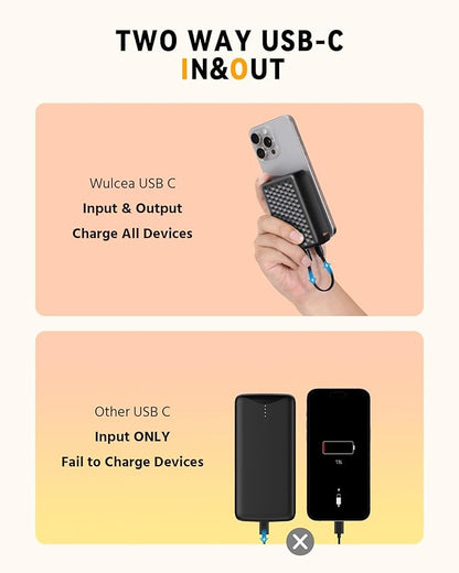 Wulcea 12v 18400mAh Power Bank High Capacity Type-C Input，USB Type-C DC Output Fast Charge for Graphene Heated Jacket Heated Vest Long Lasting Portable Charger Digital Display for Genovega VERGOO